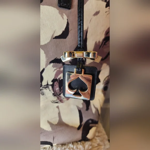 Kate spade floral tote gray white flowers floral - Picture 3 of 10